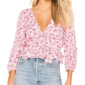 Majorelle Chrissa Floral Knot Top Mauve Pink Size XS